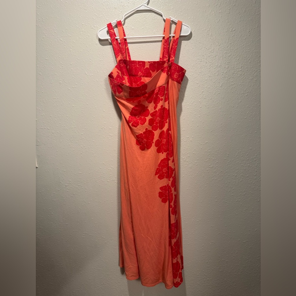 Soft Surroundings Floral Coral Maxi Dress | Medium